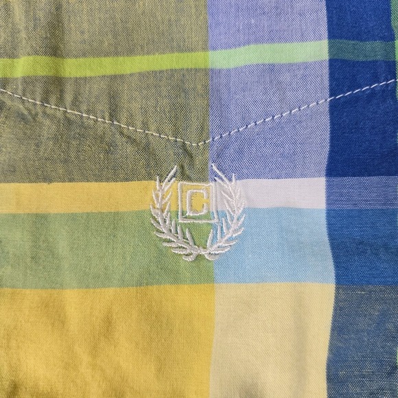 Chaps Shirt Mens L Large Yellow Plaid Easy Care SS Button Up‎ - Picture 4 of 11